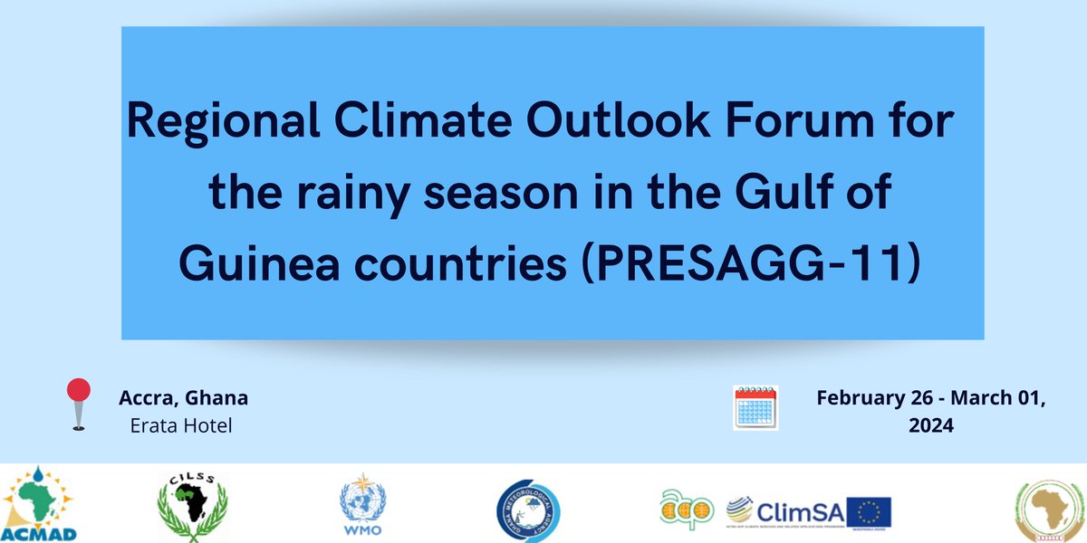 📢Exciting Update
🌾⛈️#SeasonalForecast for #GulfofGuinea countries has been released today by @AgrhymetInfos at #PRESAGG24. A result of a fantastic week of collaboration and Work with #ACMAD , @GhanaMet and key other partners.🌍
Details👉urlz.fr/pK7n
#PRESAGG2024