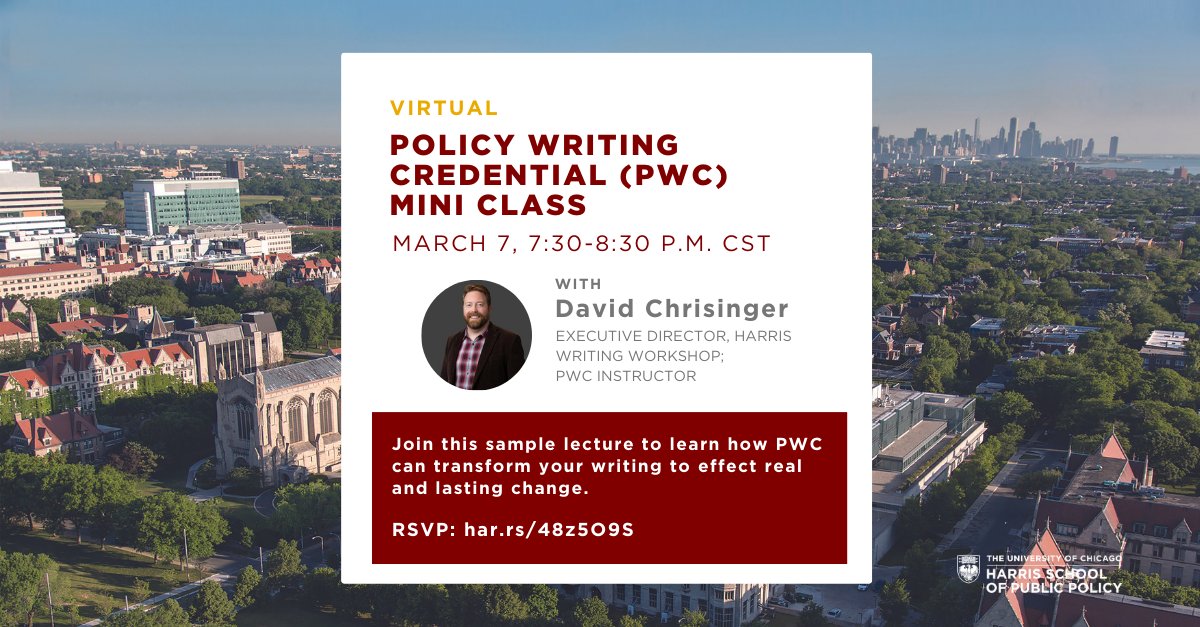 On March 7 at 7:30 pm CST, I'll be leading a virtual mini class and answering questions about the Persuasive Writing Credential Program I lead. Come see what all the fuss is about! The next cohort begins in July. Here's the link to register: har.rs/48z5O9S!