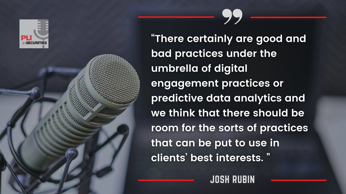 Enjoyed our recent chat with <a href="/Betterment/">Betterment</a>'s Joshua Rubin on the #inSecuritiesPod.

We talked about overlapping regulations &amp; tackled hot topics like predictive data analytics, #crypto regs, and hidden opportunities in <a href="/SECGov/">U.S. Securities and Exchange Commission</a> rulemakings.

podcasts.apple.com/us/podcast/bet…

<a href="/quinnemanuel/">Quinn Emanuel Urquhart & Sullivan, LLP</a>