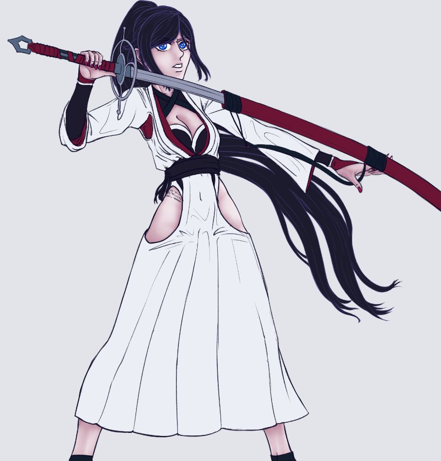 Redraw of an oldie with some primitive rendering done to her skin