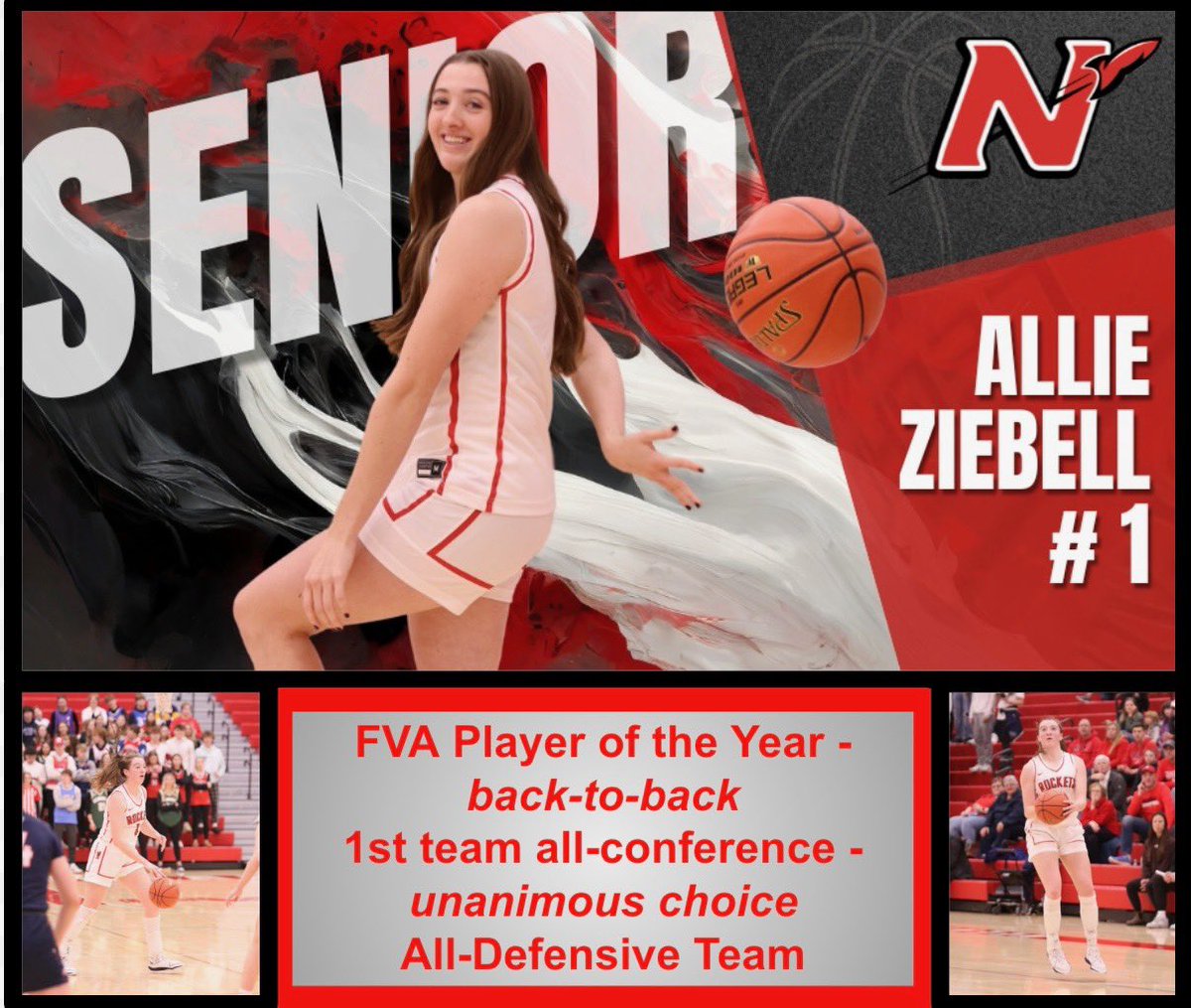 Congratulations to @allieziebell for being named to the FVA All-Defensive team, unanimous 1st team All-FVA and for garnering the FVA Player of the a year for the second consecutive year! #NeenahWithPride