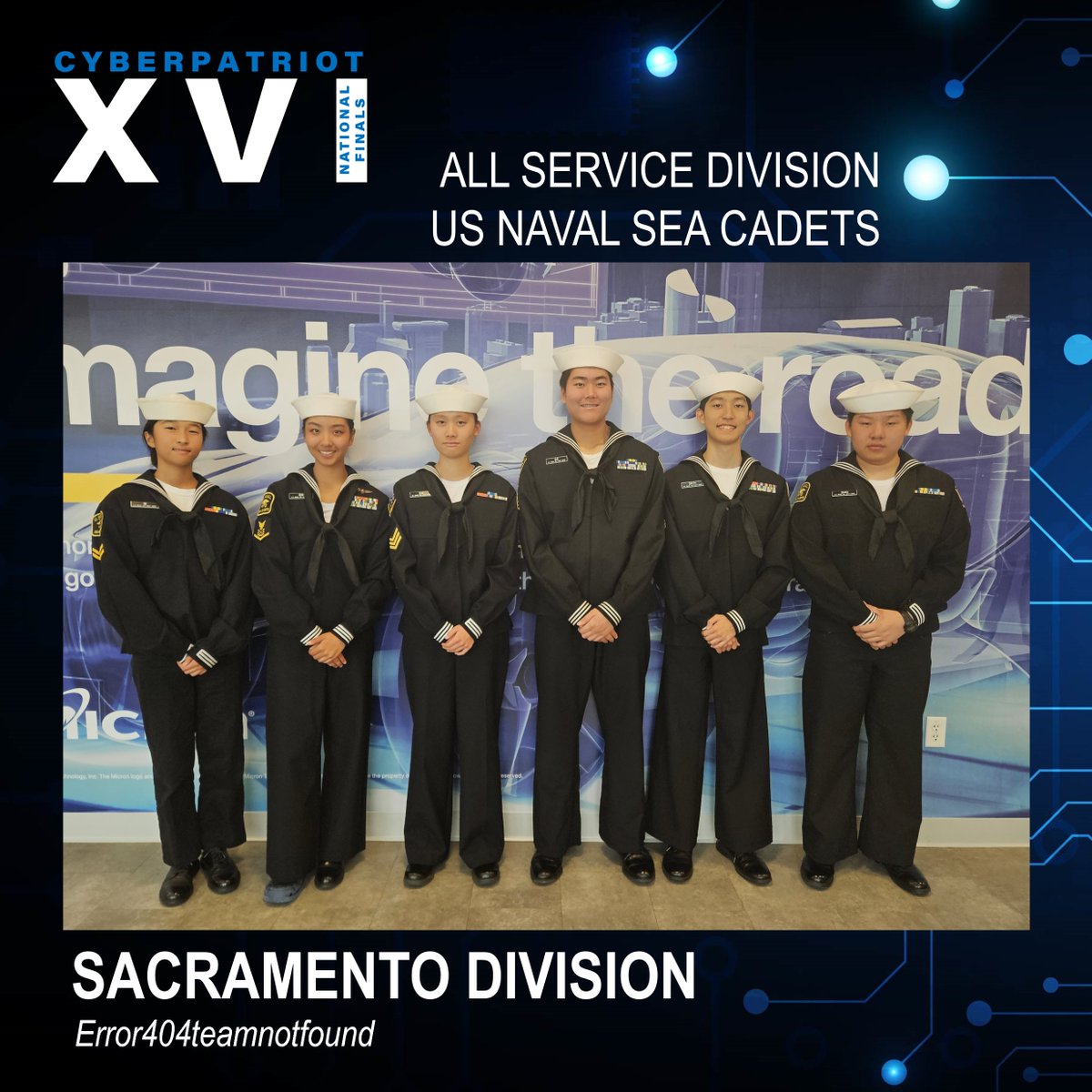 Next up, meet the Naval Sea Cadet Corps CP-XVI National Finalists - Netrunners from Centurion Battalion (Winter Park, FL) and Error404teamnotfound from Sacramento Division (Sacramento, CA). #CPXVIFinals