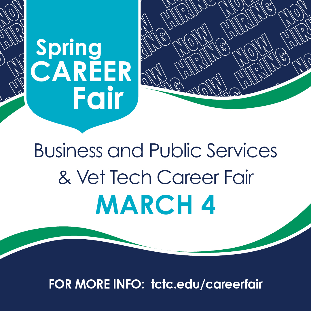 👨‍💼 👩‍💼 Join us on March 4th from 9 am - 12 pm at Anderson Hall Event Center to discover exciting career opportunities! Don't miss out on connecting with top employers. Make sure to dress to impress and have your resume ready! #tctcedu #ibelong #careerfair