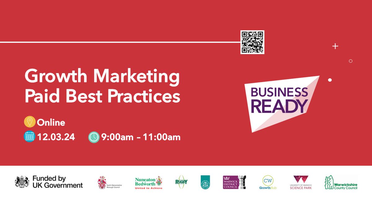 EVENTS | @Bus_Ready : Growth Marketing Paid Best Practice Webinar 12th March, 9am – 11am Book now ➡️ cw-chamber.co.uk/member-submitt… ⬅️ In this webinar we will show how you can use paid digital best practices to help generate more leads and grow your business.