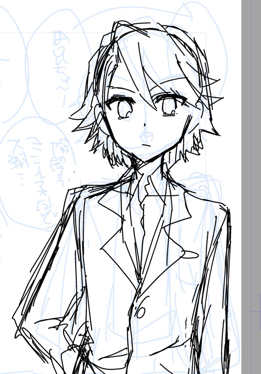 何も考えないで描くとギャルみたいになっちゃうな02くん 