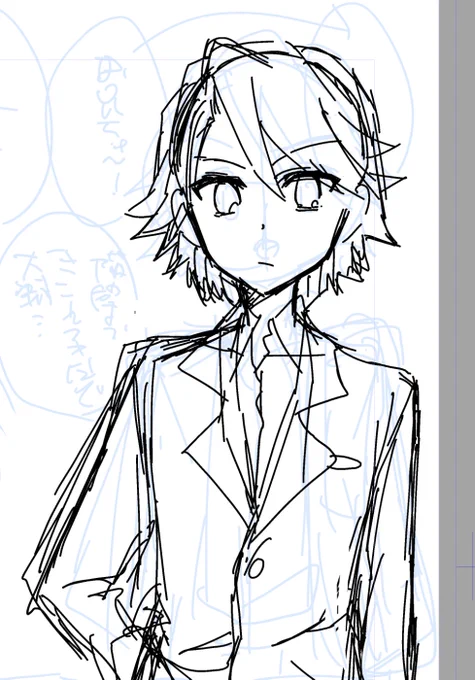 何も考えないで描くとギャルみたいになっちゃうな02くん 