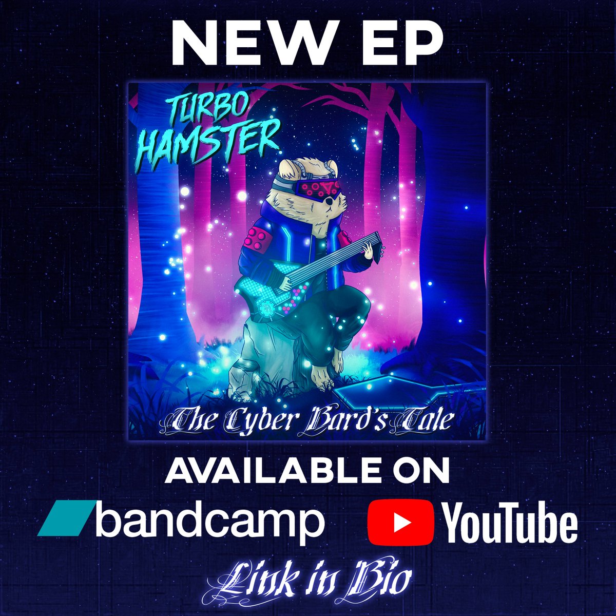 My new EP "The Cyber Bard's Tale" is now available on Bandcamp and Youtube! And to celebrate, my entire discography is 50% off on Bandcamp this weekend! Enjoy!
This EP has 4 very short songs that mix cyberpunk with medieval music!
Hope you like it! LINK IN BIO!
🐹

#cyberpunk