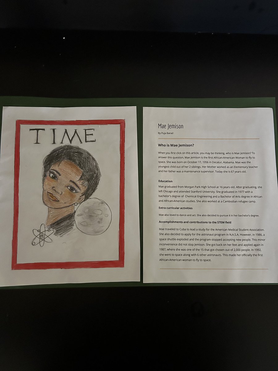 mmatuch1's tweet photo. Student created Time magazine covers/articles celebrating Female Pioneers in STEAM https://t.co/8FHqV5wKj7