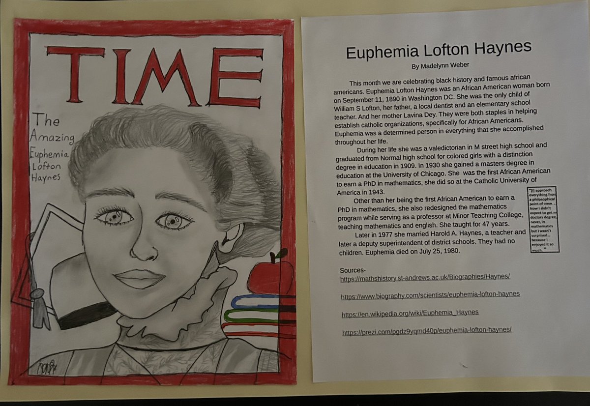mmatuch1's tweet photo. Student created Time magazine covers/articles celebrating Female Pioneers in STEAM https://t.co/8FHqV5wKj7