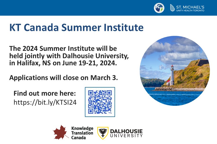 Please share - 

Final call for Summer Institute applications! 

March 3 will be the final deadline. Don't miss this opportunity to network with #KnowledgeTranslation experts and learn from the best!

Visit: bit.ly/KTSI24