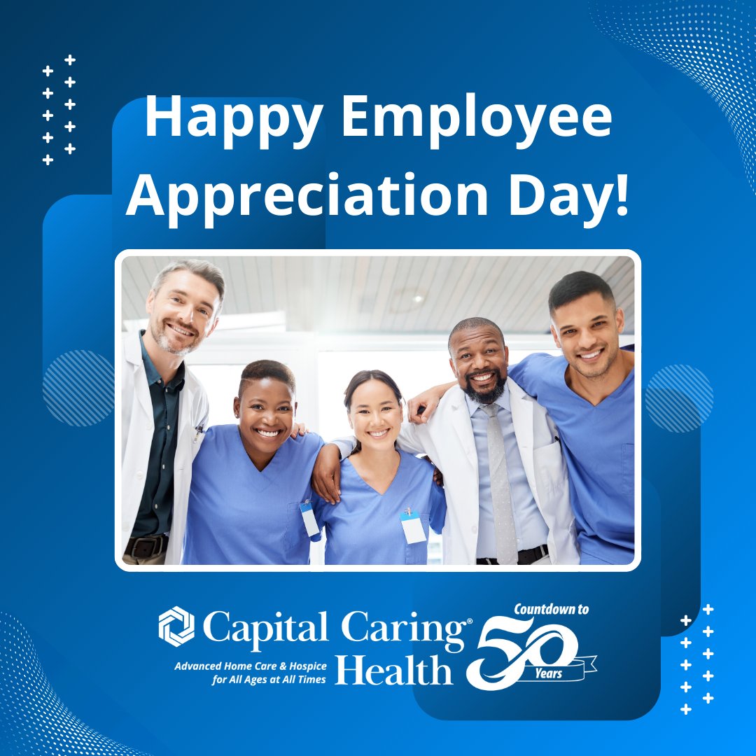 Happy Employee Appreciation Day to the amazing Capital Caring Health family! Your compassion, dedication, and positivity make a difference in the lives of our patients and families. Thank you for all that you do!