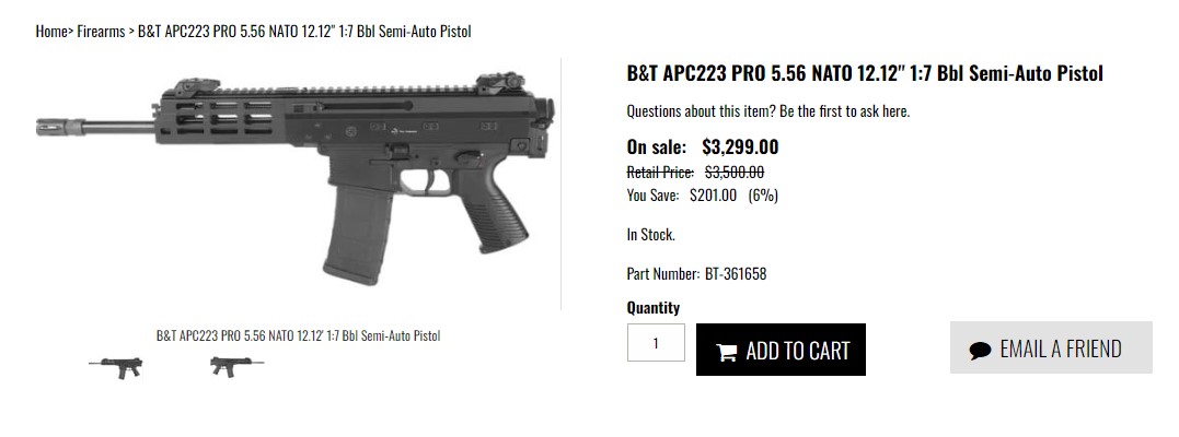 While we wait for the #ATF #NFA #Eforms BS to be resolved, check out sales on non-NFA items...like this:
gandrtactical.com/BT-APC223-PRO-…

#guns #gunsense #2A #bruggerthomet #pewpew #gunsales #nfa #armup #trainup #pewpewlife #gun  #gunsdaily #firearms #handgun #pistol  #gunowners