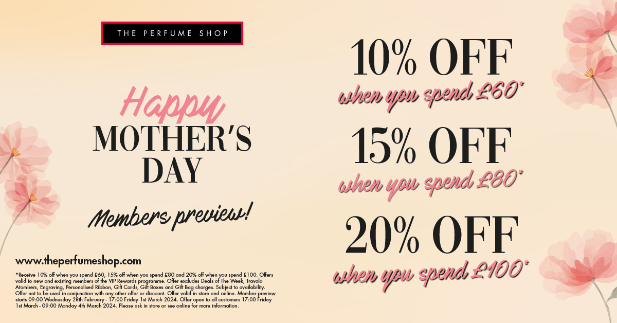 Don't miss out on exclusive Mother's Day deals at @theperfumeshop this weekend.

surreyquays.co.uk/eatdrinkshop/p…