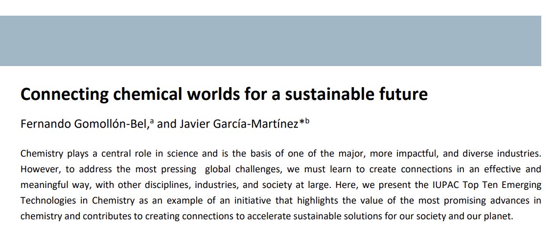 JavierGarciaMartinez (@javiergarciamar) on Twitter photo "Connecting the chemical worlds involves embracing diversity in chemistry, meaning including the experiences and knowledge of people from different backgrounds, origins, and career paths", now in <a href="/ChemicalScience/">Chemical Science</a> with <a href="/gomobel/">Fer š</a> for the <a href="/RoySocChem/">Royal Society of Chemistry</a> (OA) š
pubs.rsc.org/en/content/art⦠"Connecting the chemical worlds involves embracing diversity in chemistry, meaning including the experiences and knowledge of people from different backgrounds, origins, and career paths", now in <a href="/ChemicalScience/">Chemical Science</a> with <a href="/gomobel/">Fer š</a> for the <a href="/RoySocChem/">Royal Society of Chemistry</a> (OA) š
pubs.rsc.org/en/content/artā¦