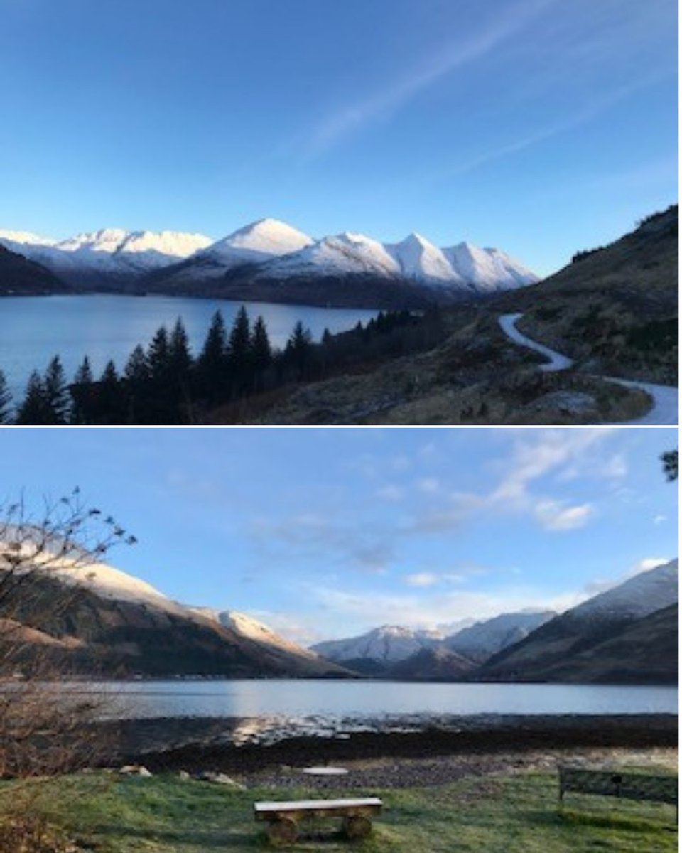 There is snow on the hills ❄ What a stunning view of the mountains from our Ratagan Youth Hostel 💙 @visitscotland @hihostels #viewsfordays #ratagan #views #mountains #scottishhighlands #scottishlandscape