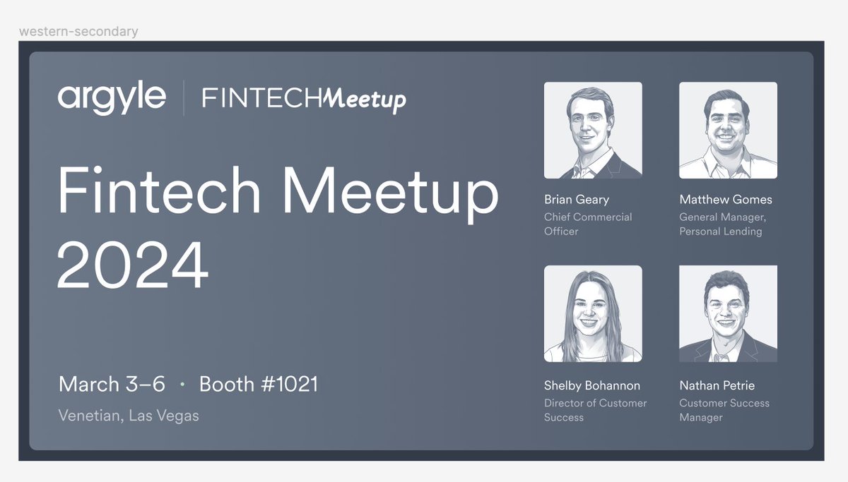 Don’t miss us! Our team is gearing up for @FintechMeetup next week. Stop by booth #1021 to chat with our team Brian Geary, Matthew Gomes, Shelby Bohannon, and Nathan Petrie about how you can do more for less with Argyle. See you next week in Las Vegas! #fintechmeetup #fintech