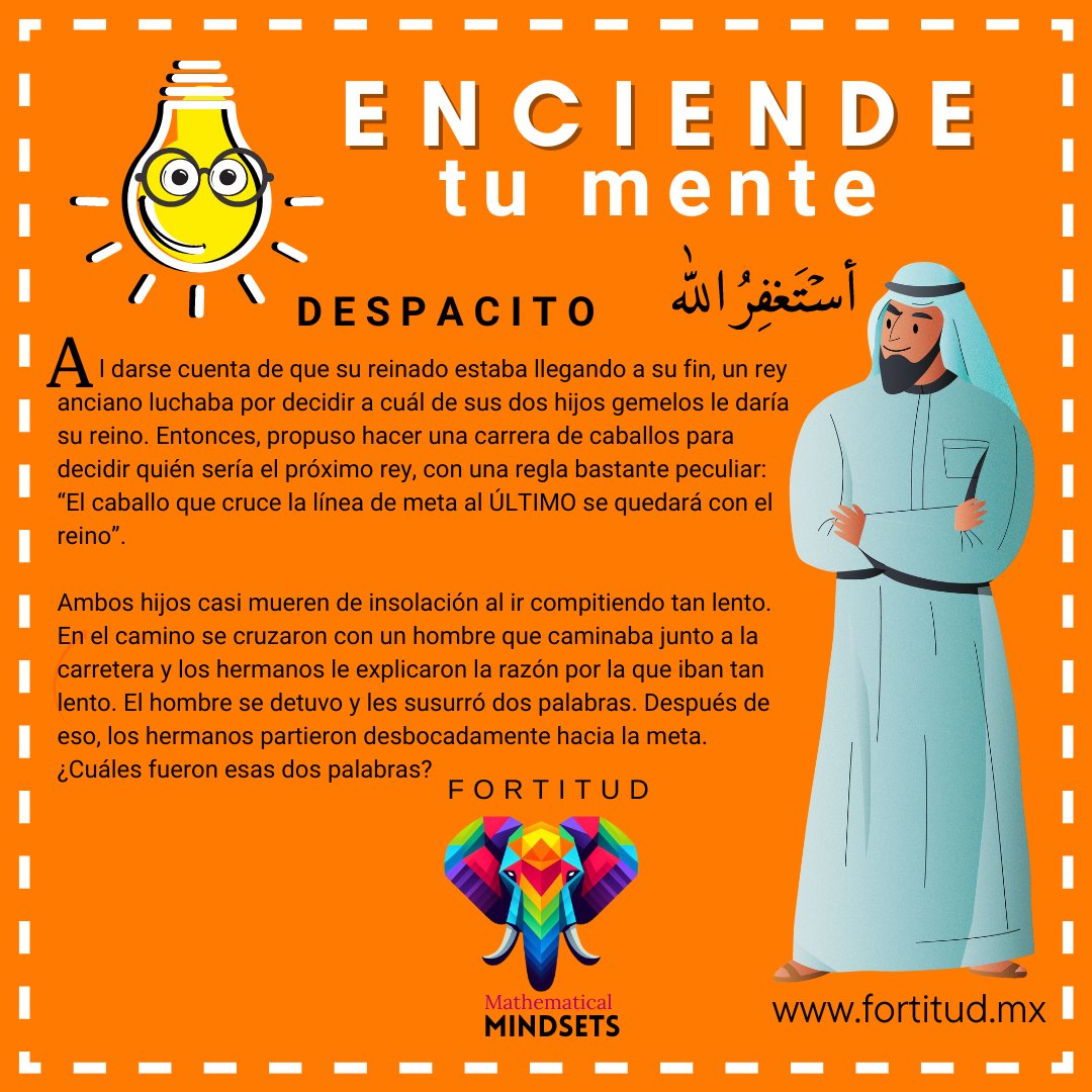 ¡Es viernes y tu mente lo sabe!
Hacer desafíos mentales refuerza las conexiones entre las células cerebrales, mejora la velocidad mental y es una forma eficaz de mejorar la memoria a corto plazo.

fortitud.mx
#CulturaDeAprendizaje #PensamientoPositivo #SaludMental