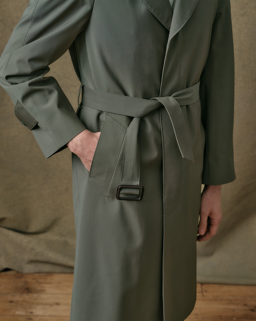 Made from a subtle green showerproof cloth, protect your outfit from the inevitable spring downpour with this stunning Sage Green Raglan Showerproof Coat. Available as part of Drop 2 of our Spring collection, pre-order the coat today online, or in-store.