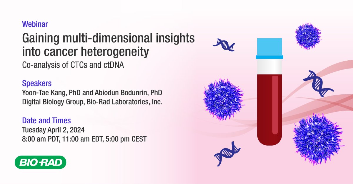 Learn about the complementarity of CTC and ctDNA co-analyses, and discover how to gain synergistic, unique insights into cancer heterogeneities at the cellular and genetic level.

Register Now: ow.ly/XOy050QJEPL

#liquid biopsy,  #single-cell,  #cancer,  #CTC,  #ctDNA