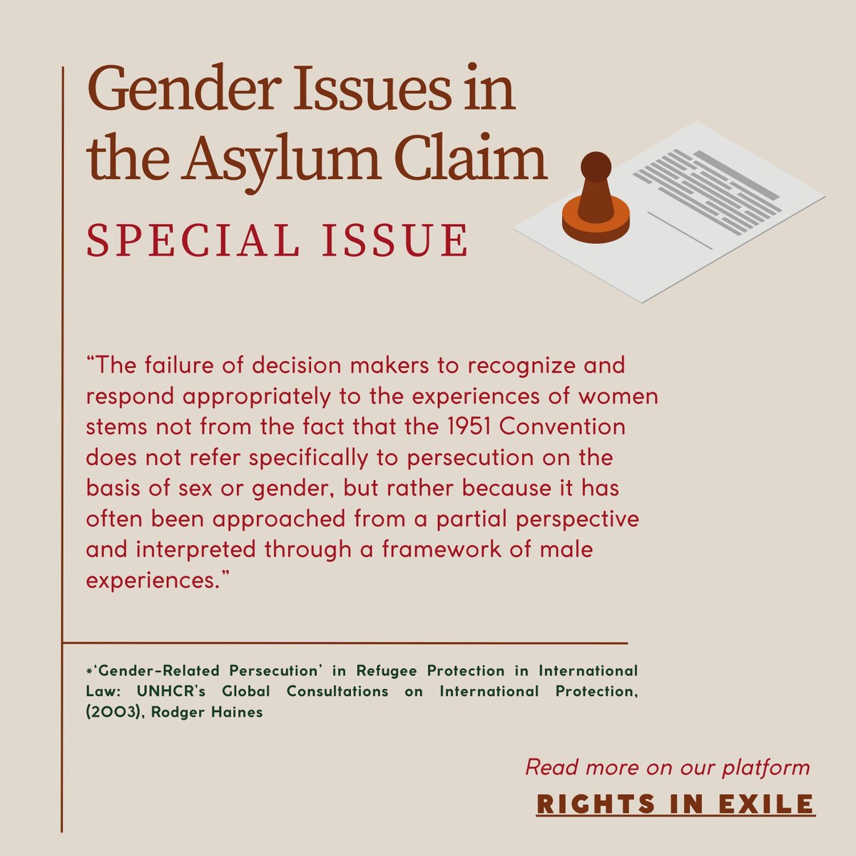 RightsInExile's tweet photo. 💡Understanding the complexities of #gender issues in #asylum claims is crucial for reaching fair and just decisions.

Our Special Issue explores this topic, providing invaluable insights for legal professionals and those interested in #refugeerights. https://t.co/aJjcy7tISG