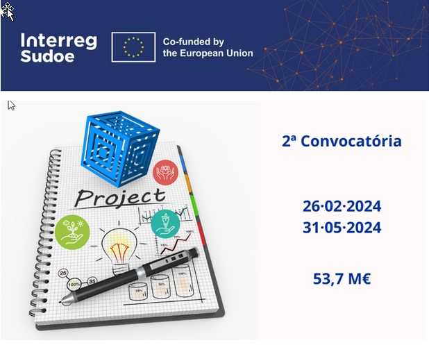 📷Aberta a segunda convocatória de projetos do SUDOE 📷26 de fevereiro até 31 de maio de 2024 A convocatória está disponível no sítio Web do Programa, em português, espanhol e francês: interreg-sudoe.eu 📷Saiba mais em tinyurl.com/2p8y7dcb