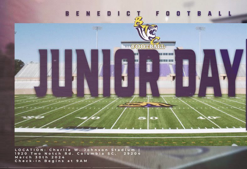 Proud to announce I will also be attending Benedict for a junior day !! @benedict_tigers