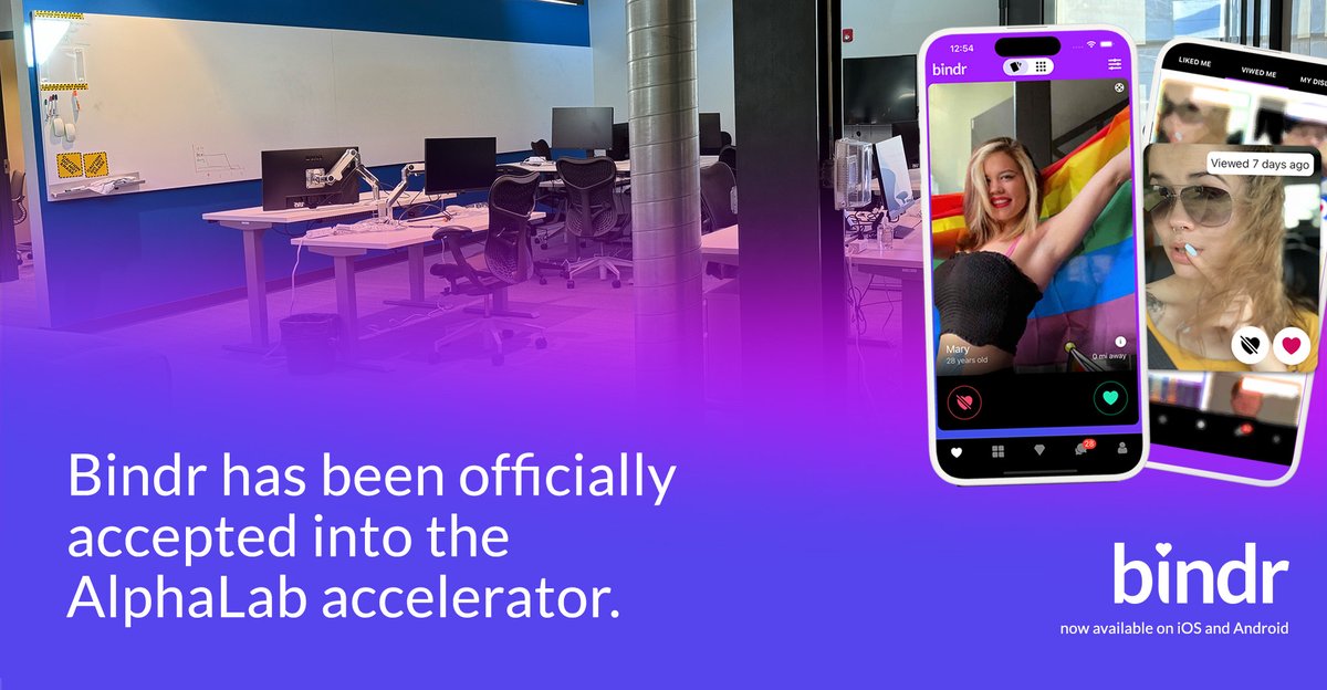 We're excited to announce being accepted into <a href="/alphalab/">AlphaLab</a>! Read more here: bindr.dating/blog/bindr-ann…