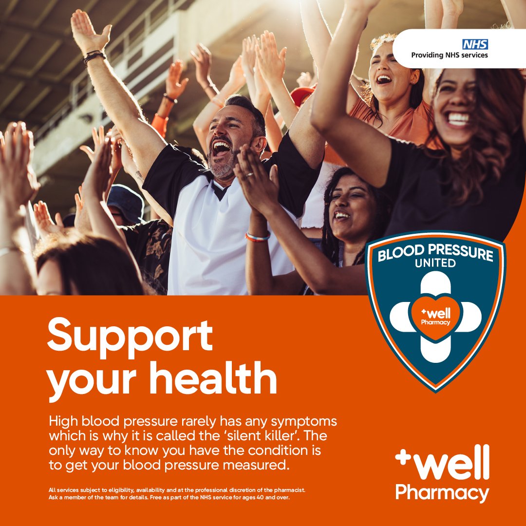 Have you had your blood pressure checked recently? ✅ 📈 Make sure to head down to your local Well Pharmacy for a free check*. *T&Cs apply. England pharmacies only. #bloodpressure #bloodpressureunited #bloodpressurecheck #hypertension #pharmacy #wellpharmacy