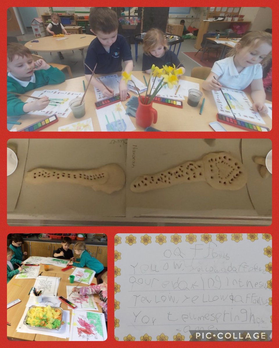 We've had a fabulously Welsh week, from learning songs and poems for our Eisteddfod, to practising handwriting, to making love spoons, collaging and painting daffodils and flags. We also learnt about Mary Jones and her Bible. #DyddGwylDewiHapus #ClodCymraeg #Article7 #Article30