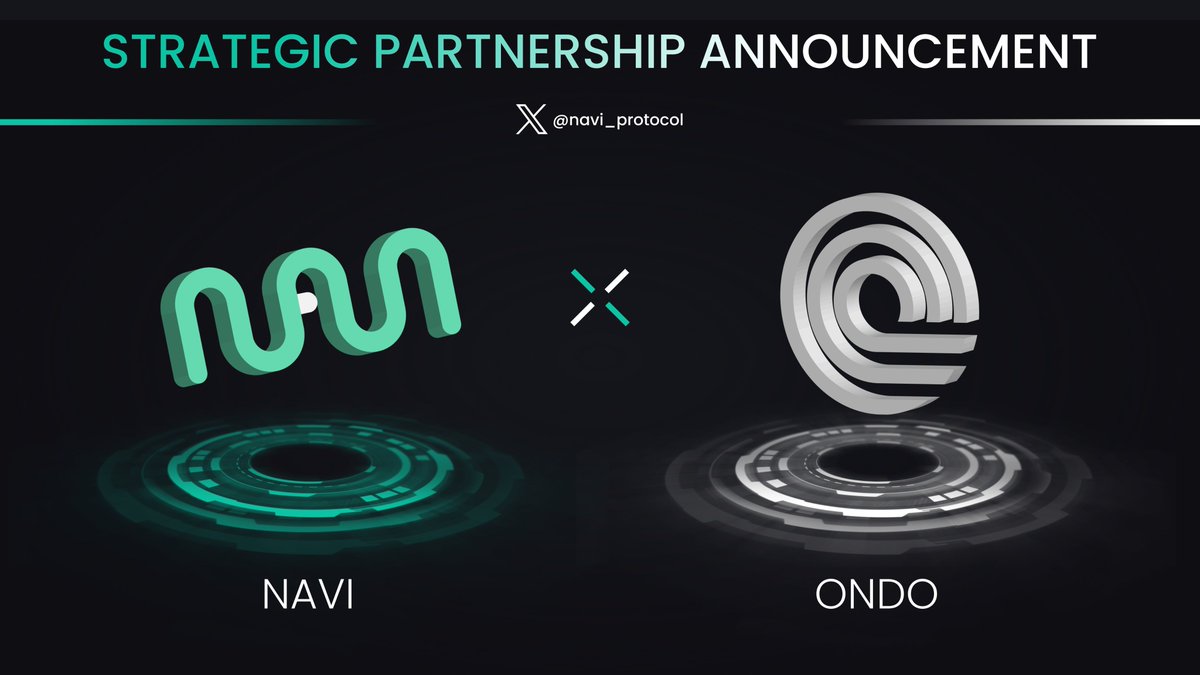 🤝 NAVI Protocol Partners with Ondo Finance NAVI Protocol has partnered with @OndoFinance, backed by @foundersfund, @PanteraCapital & @coinbase, to drive institutional-grade DeFi adoption on @navi_protocol. “This partnership signifies an alignment that engages a variety of…