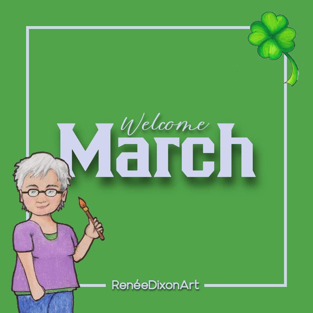 🍀 Welcome March 🍀

#MyArtWork #Art #Artist #ArtistOnTwitter #MyAvatar #March #WelcomeMarch #Green #StPatricksDay #Spring #RenéeDixonArt #LowVision #LowVisionArtist #VisuallyImpaired