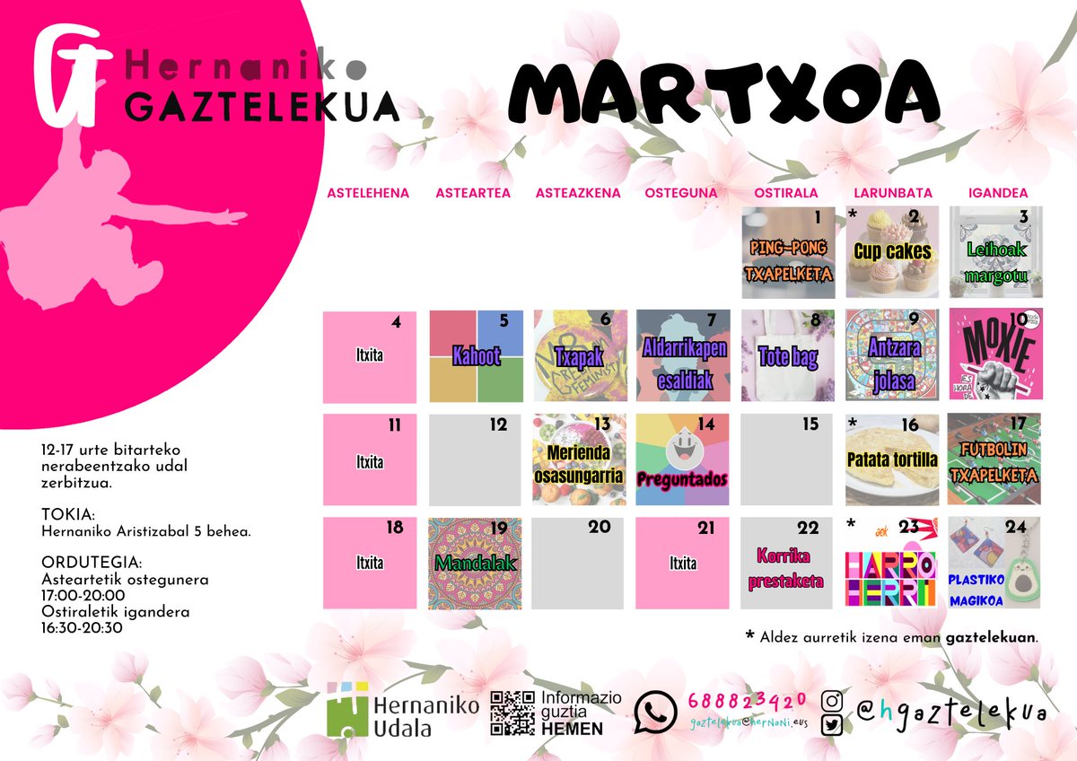 Arratsalde on!
Hemen duzue Martxoko egitaraua!