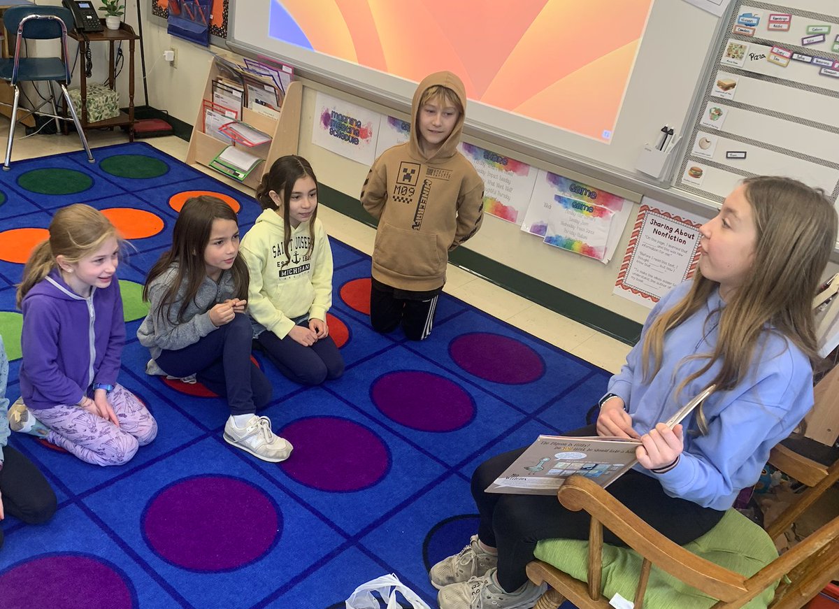 What a perfect way to start March (National Reading Month) by having SLMS student council members come and read to our Mustangs!