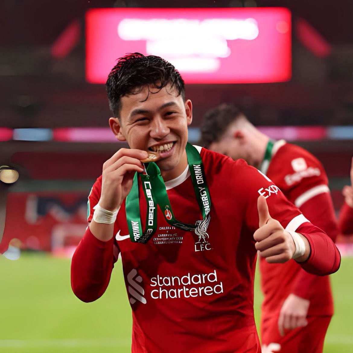LFCVine's tweet photo. 🗣️Wataru Endo:

“It hurt, but I thought, I had no choice but to do it. I did it in pain.

“Both hamstrings felt like they were going to hang, but I managed to complete the 120 minutes. I came to this team for this kind of fight.” https://t.co/qskpI8ZzPs