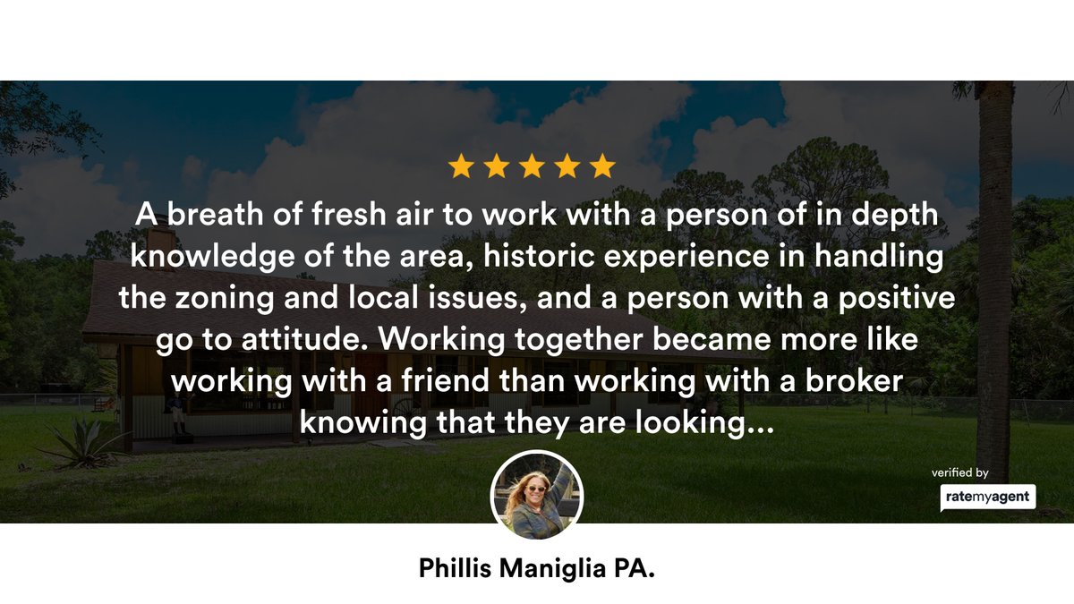 My latest RateMyAgent review in Loxahatchee Groves.
 BK3261713
rma.reviews/8X3bL60FrL0a

...
#ratemyagent #realestate #Partnership_Realty_Inc