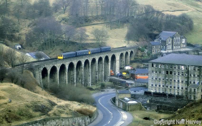 Back in time from a post on  Todmorden  past and present in 1967  a Leeds - Blackpool  dmu at Lydgate heads towards Copy Pit