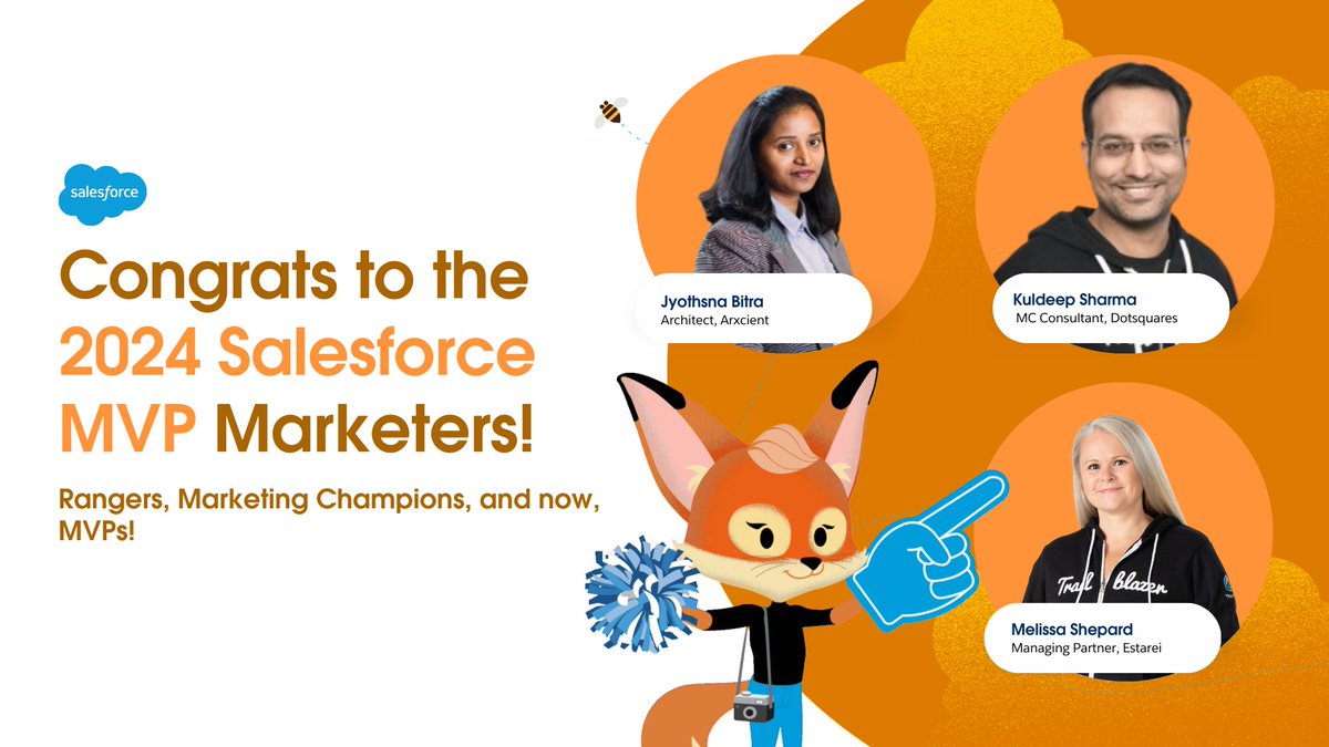Time to celebrate Marketers 🎉 Join us in congratulating three amazing #MomentMarketers who were recognized today as 2024 Salesforce MVPs! Check out the full announcement here: sforce.co/3wIWwec