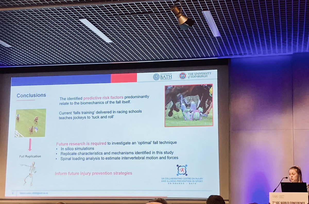darione581's tweet image. Top class performance from #DaloniLucas at @IOCprevConf. Predictive risk factors of spinal injuries in #HorseRacing are mainly biomechanical. Need to find optimal fall technique- perfect job for #inSilico predictive sims? #proudSupervisor @UniofBath @UKCCIIS @CHi2PSBath