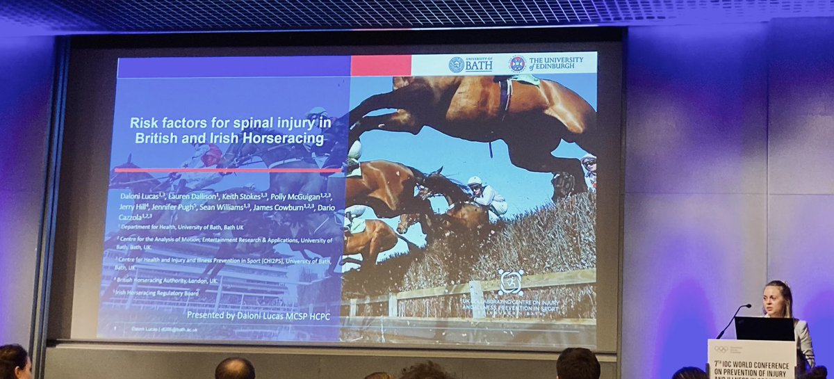 darione581's tweet image. Top class performance from #DaloniLucas at @IOCprevConf. Predictive risk factors of spinal injuries in #HorseRacing are mainly biomechanical. Need to find optimal fall technique- perfect job for #inSilico predictive sims? #proudSupervisor @UniofBath @UKCCIIS @CHi2PSBath