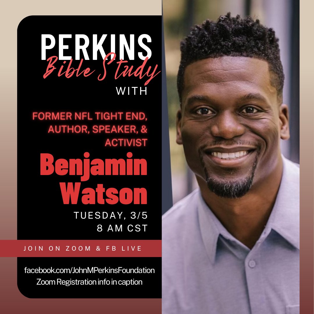 Join us Tuesday, March 5 at 8 AM Central for our weekly Virtual Bible Study on Zoom and Facebook Live! We are excited to welcome our Guest Speaker, former NFL tight end, Author, Speaker, & Activist @BenjaminSWatson. Not Registered for our Zoom? Use this link to complete…