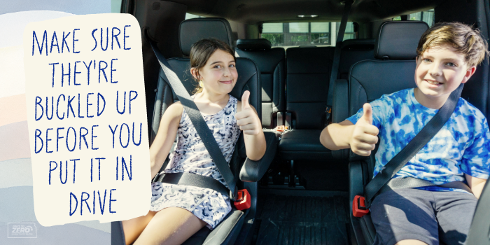 School pick up and drop off can be hectic, but there's always time to make sure your kids put on their seat belts before the vehicle starts to roll.