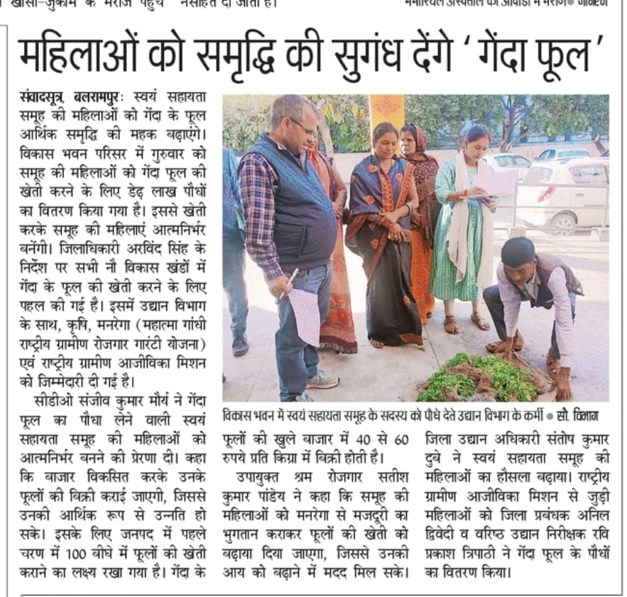 BalrampurCdo's tweet photo. जनपद बलरामपुर में फूलों की खेती को बढ़ावा देने के लिए उद्यान विभाग के समन्वय से स्वयं सहायता समूह की महिलाओं को फूलों के पौध उपलब्ध कराये गए.  @ChiefSecyUP @mopr_goi @DAY_NRLM @UpRuralDev @mgnrega_up @BalrampurDm https://t.co/nkJ0B2Kp9Z