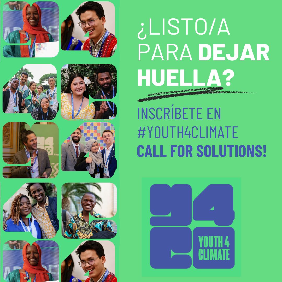 ¡Estamos en busca de juventud interesada en innovación climática!🔎🍃 ¿Tienes alguna idea innovadora sobre educación climática y medioambiental, energía sostenible, alimentación y agricultura o patrimonio natural? ¡Envía tu propuesta a #Youth4Climate! bit.ly/48D3IGf