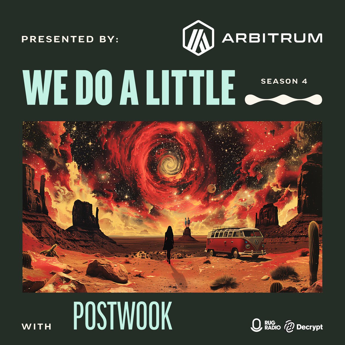 We are switching the weekly @wedoalittlepod episodes to drop on Monday instead of Friday. We’ll be going live with @POSTWOOK this upcoming Monday. 🥳 In the interim, don’t miss our last episode with @ajwarner90 aka the CSO of @arbitrum below this tweet 🥂🫡