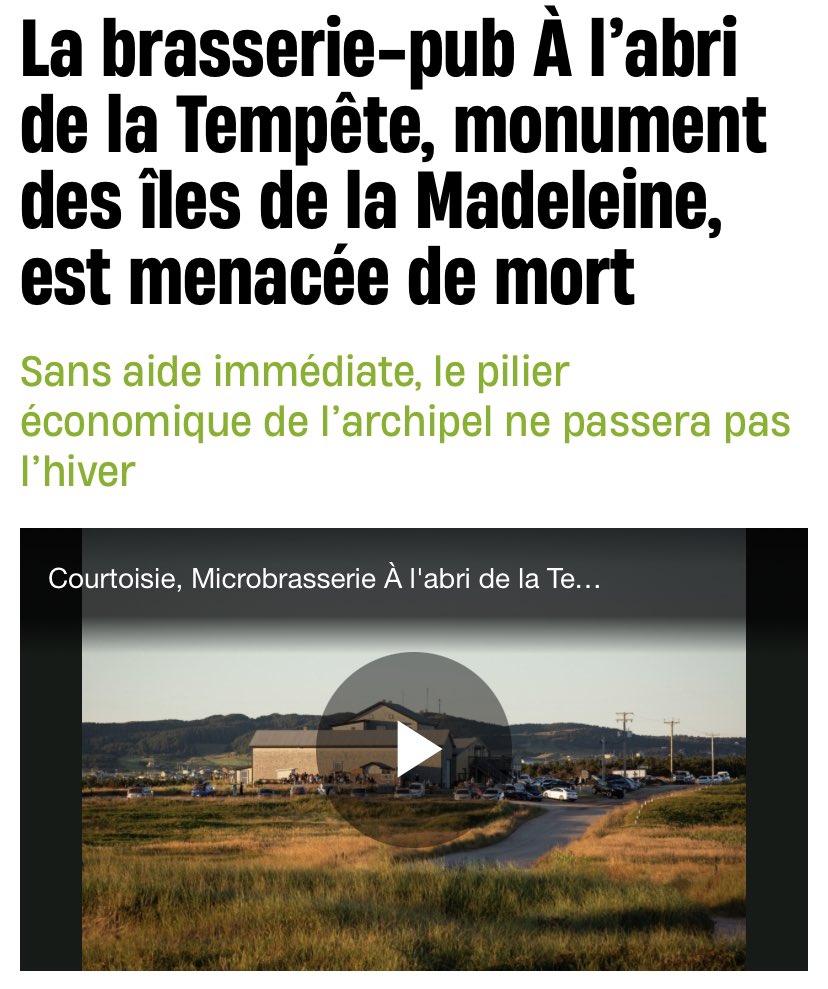 Les microbrasseries québécoises sont nos nouveaux parvis. Ce n’est pas juste un endroit où on boit, ce sont des lieux de rencontre, c’est du lien social, c’est notre culture. Si structurantes dans nos régions! On ne peut pas les laisser tomber @andrelamontagn2 ! @AMBQc #polqc