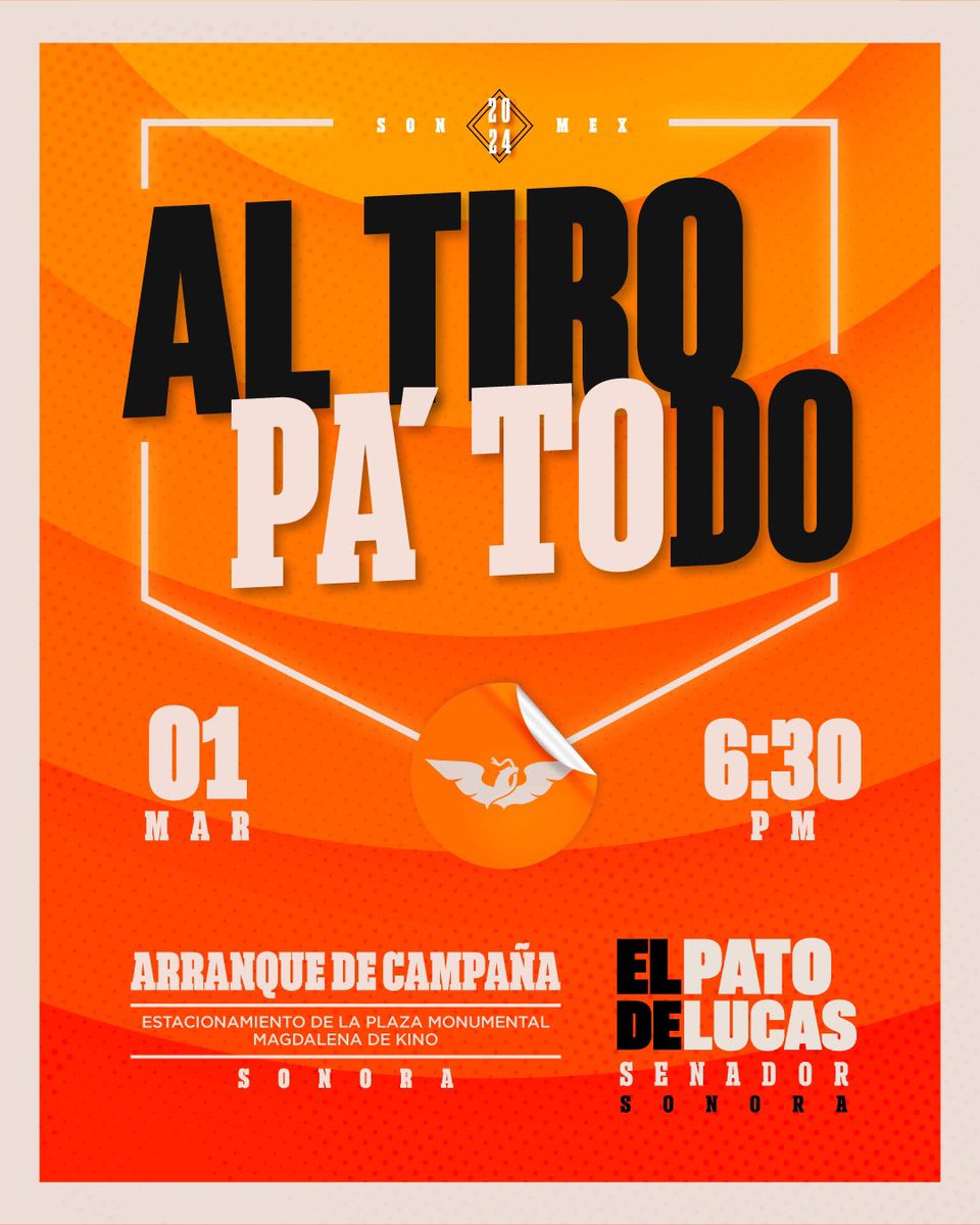 Desde mi tierra se canta el Playball: ¡Al tiro pa’todo! Pa’ sacar a la vieja política de Sonora, y hacer que llegue lo nuevo a nuestro estado. ¡Ahí nos vemos! 🍊