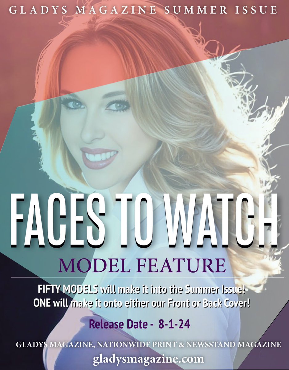 We’re looking for our next Cover Model! Submit your photos today! Info@gladysmagazine.com