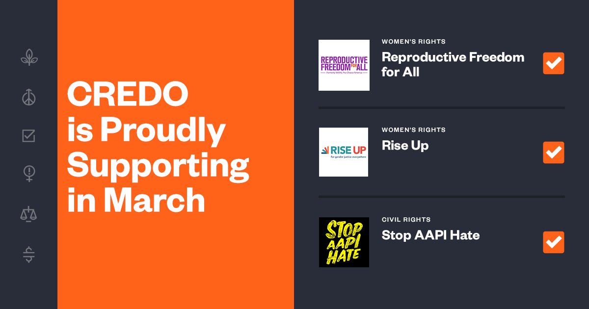 March is here! And so are our March grantees: @reproforall, @riseup_together and @StopAAPIHate. Cast your free vote now at credodonations.com! #credodonations #womensrights #civilrights #equity #womenshistorymonth