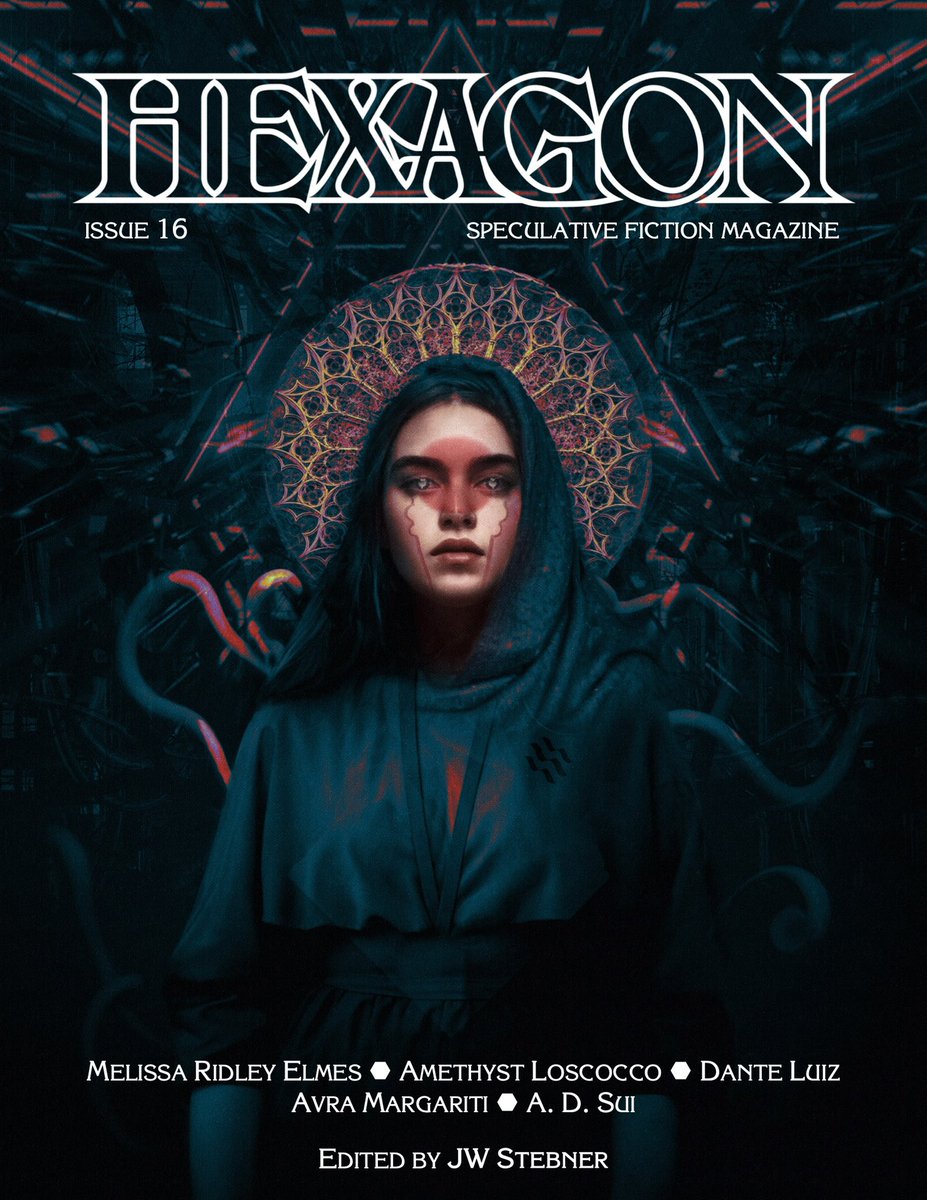 Hexagon Issue 16 is now available to all! 🐍🥧 The issue features short stories from @MRidleyElmes, @amethystwrites, @TheSuiWay, and @avramargariti. Also included is a 5 page comic written and illustrated by @dntlz! Cover art by @ravenkult. 🧡