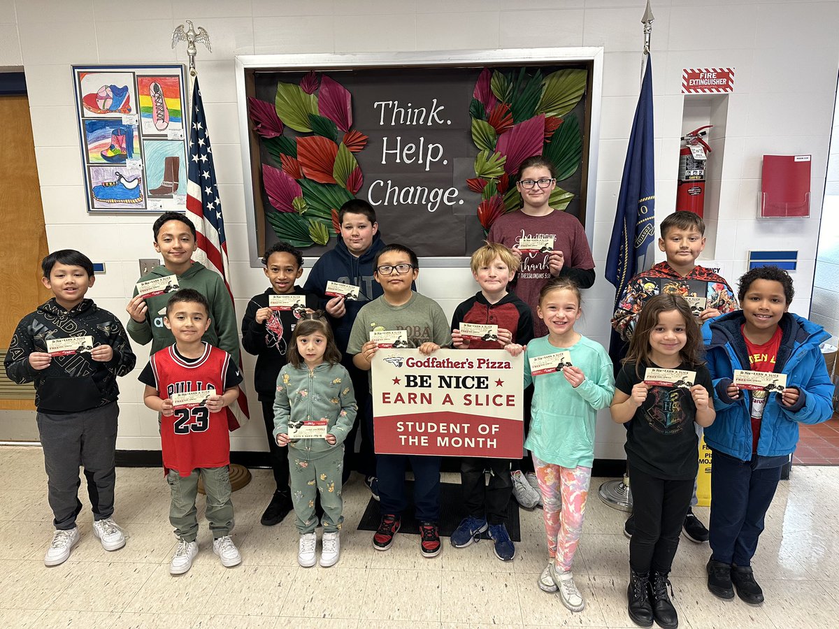 These students are our students of the month for February. They have worked hard and been really good humans in our building this month! Awesome work, thank you Godfathers for a free pizza for each.